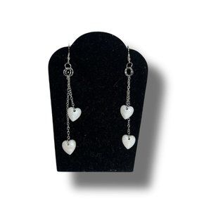 Handmade Resin Pearlescent Heart Earrings on Chain